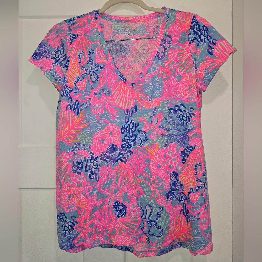 Lilly Pulitzer Pink and Blue Floral Top